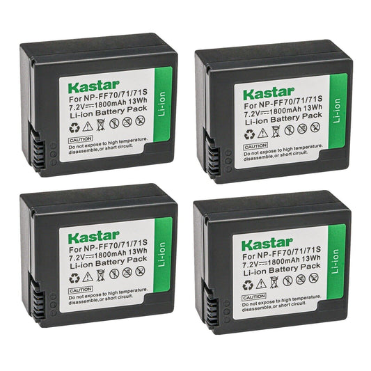 Kastar NP-FF70 Battery 4-Pack Replacement for Sony DCR-IP45, DCR-IP45E, DCR-IP5, DCR-IP55, DCR-IP55E, DCR-IP5E, DCR-IP7, DCR-IP7BT, DCR-IP7E