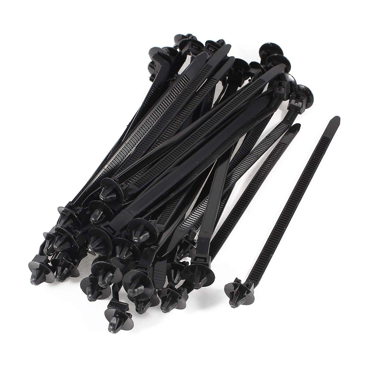 uxcell Nylon Umbrella Wing Push Mount Cable Tie, 167mm x 6.5mm, 40 Pcs, Black