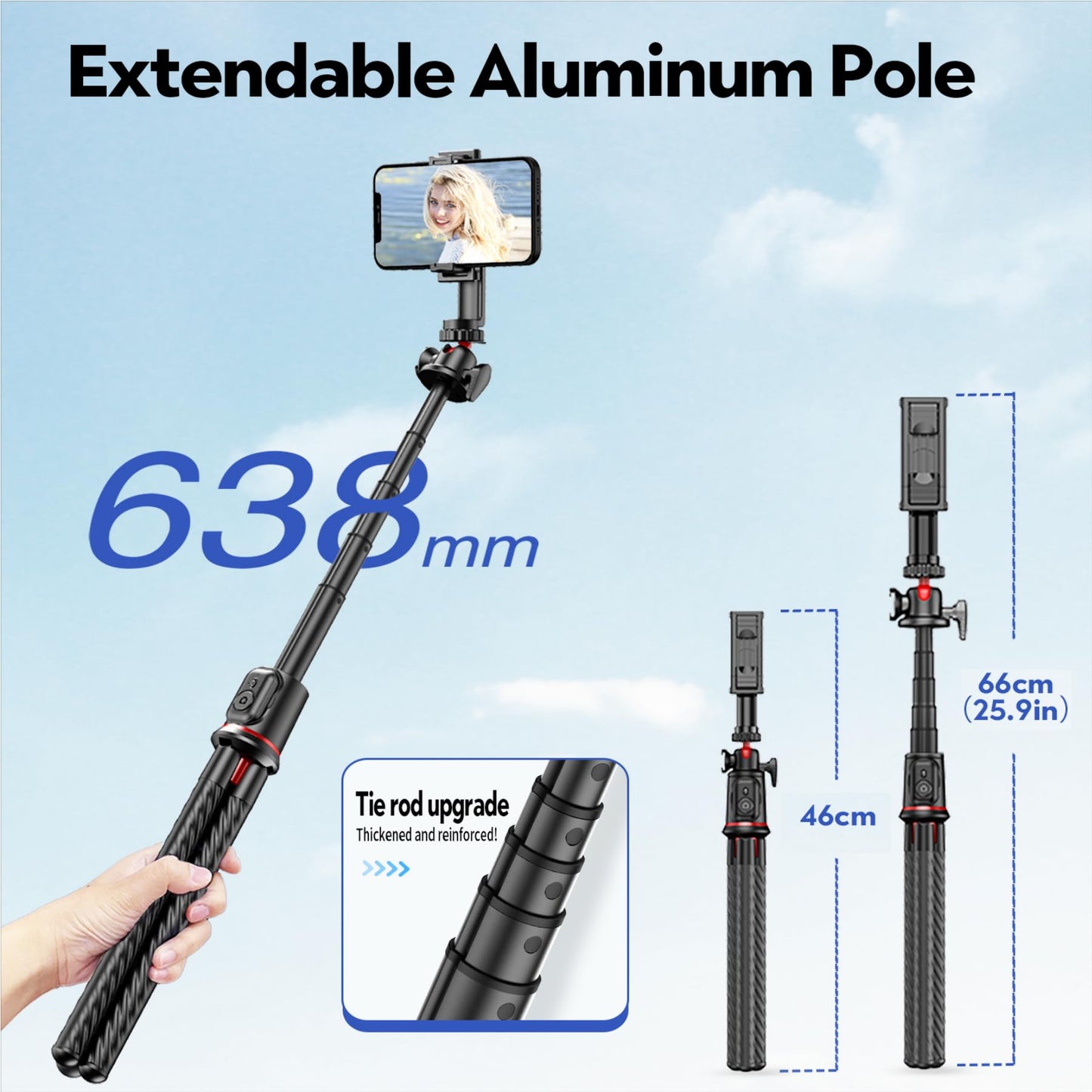 Fotopro Flexible Phone Tripod, Mini Camera Tripod with Wireless Remote Phone Holder, 360° Rotation Extendable Phone Tripod Stand for Video Recording