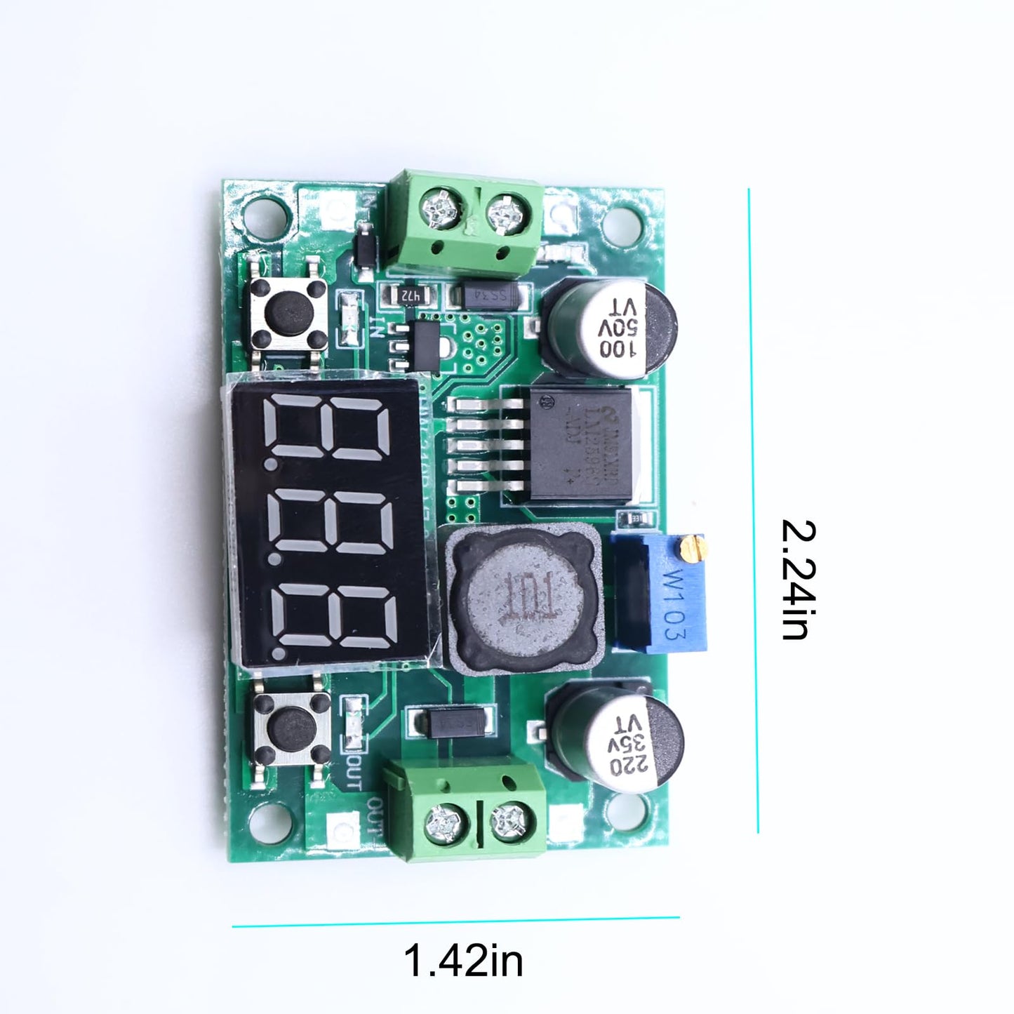2PCS LM2596 Green Board Double Button 2PACK LM2596 Buck Converter Step Down Adjustable Voltage Regulator DC 4-40V to 1.25-37V Buck Converter with LED…