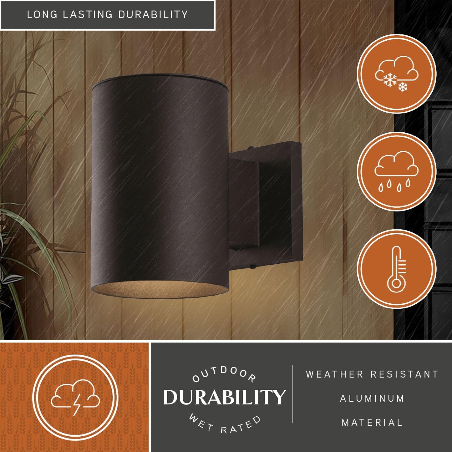 VAXCEL Chiasso Modern Outdoor Porch Light, 5" W x 7.25" H Black Cylinder Wall Sconce, Waterproof Dark Sky Wall Light for Porch, Patio, Deck, or Front