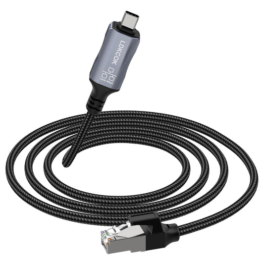 LDKCOK USB C to Ethernet Cable, Type C to RJ45 LAN Cord, for MacBook Pro/Air, iPad Pro, iPhone 15 Series, Galaxy, Smartphone, Laptop, PC (6 Feet)