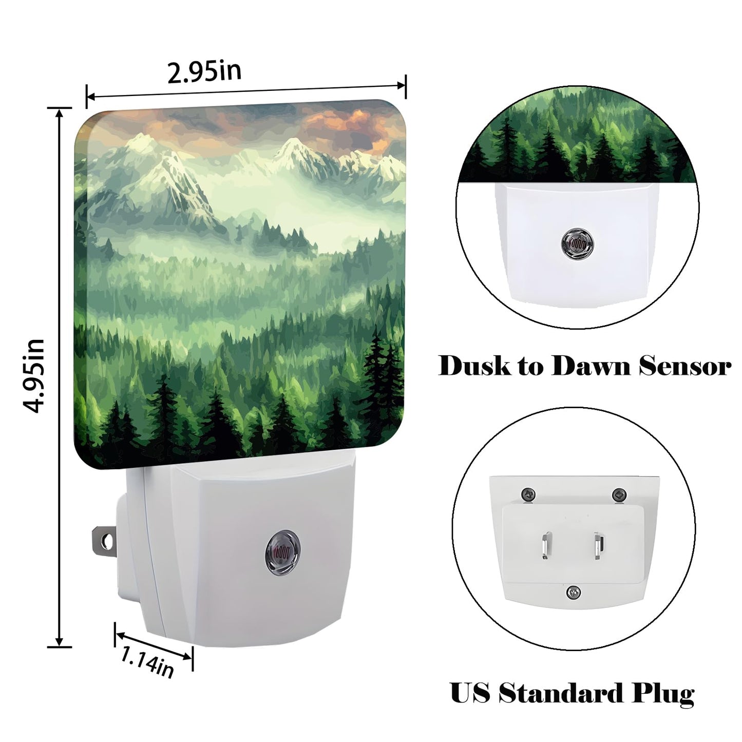 FSHVQKD Mountain Forest Landscape Painting Night Light,Plug Into Wall Decor for Stairway,Hallway,Kitchen,Dusk to Dawn Sensor Nightlights