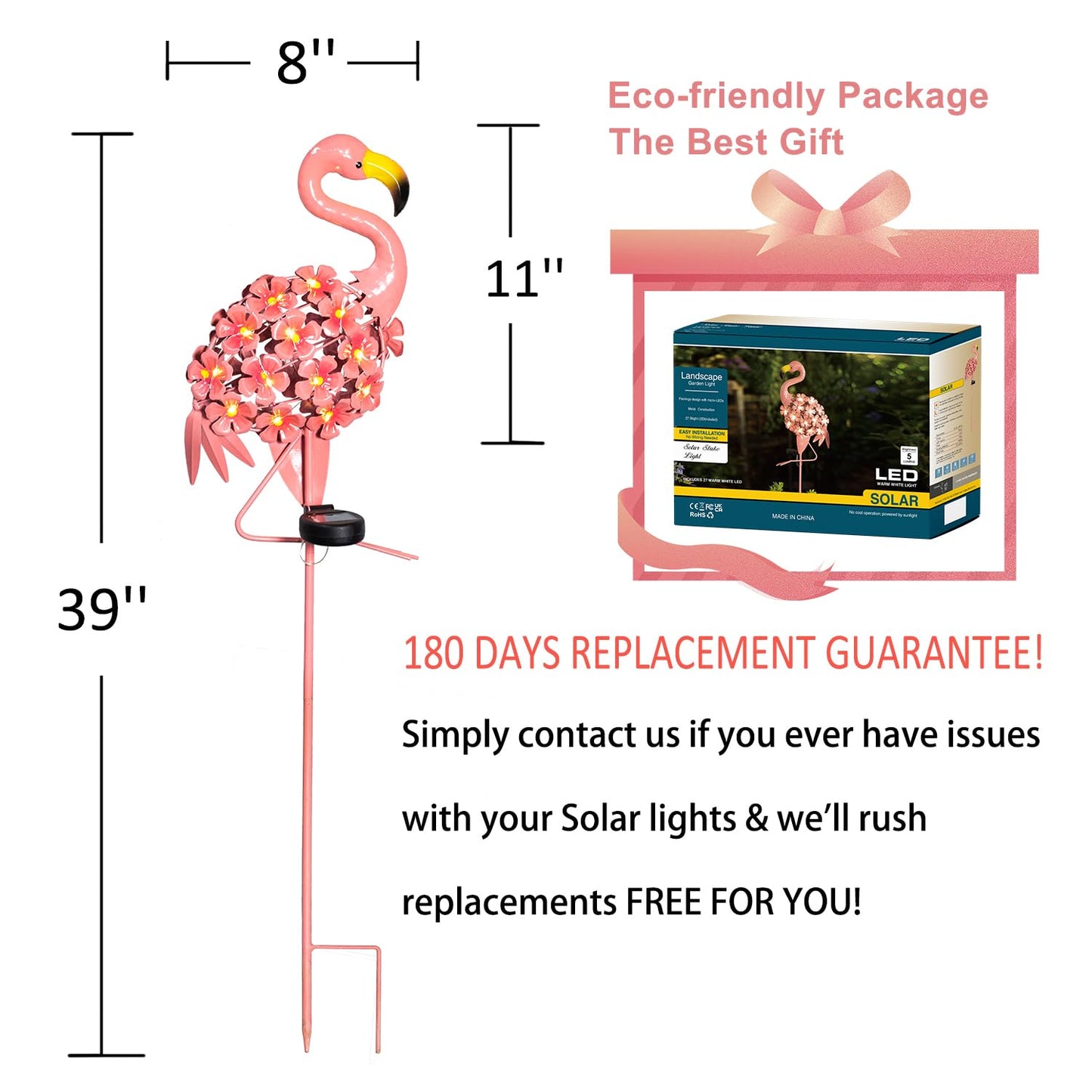 Homeimpro Garden Solar Lights Flamingo Yard Decor Gifts for Women Outdoor Decorations Stake Lights, Waterproof Warm White 27 LED for Lawn,Patio