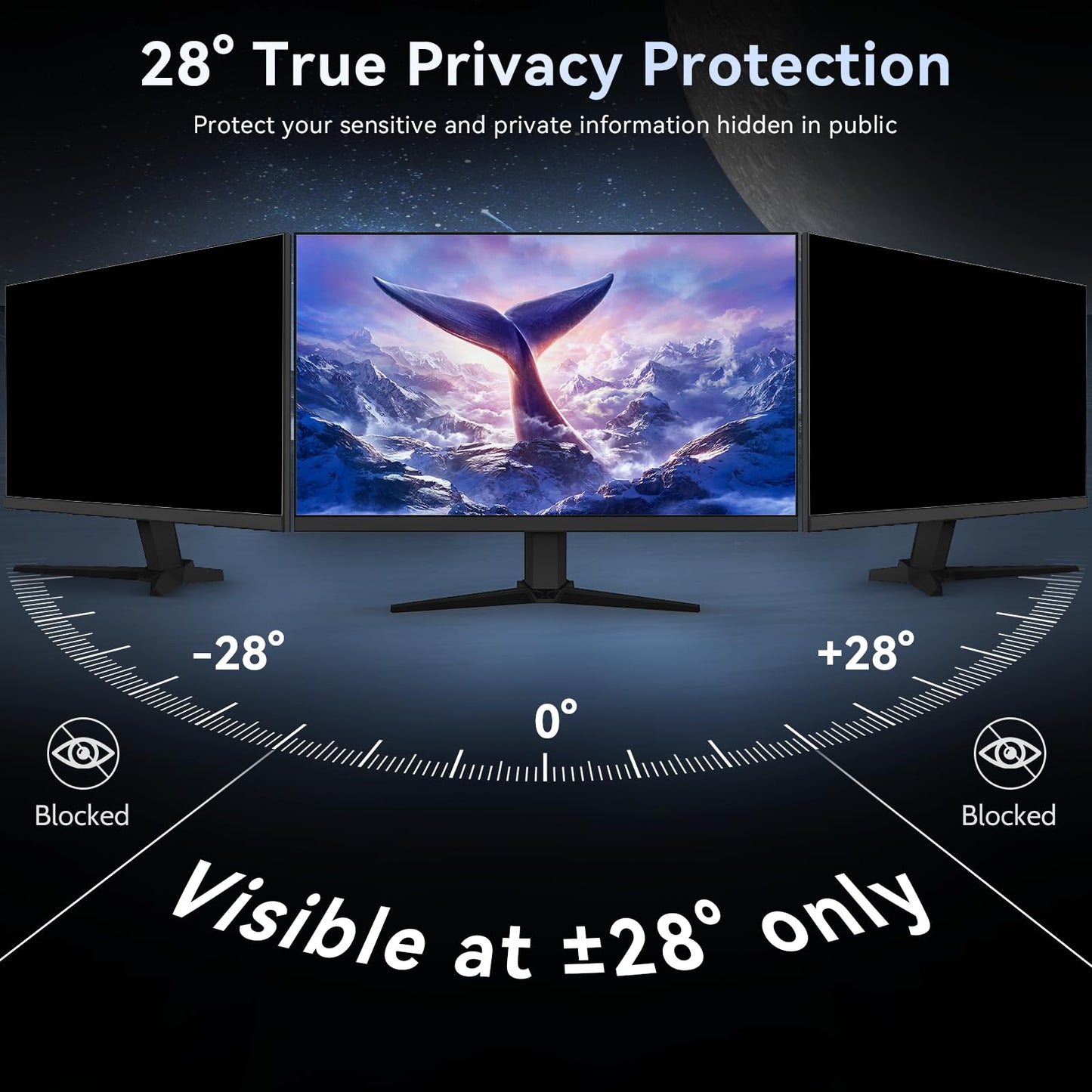 [2-Pack] 24 Inch Computer Privacy Screen Filter for 16:9 Widescreen Monitor, Removable Eye Protection Anti Glare Blue Light Filter Privacy Shield