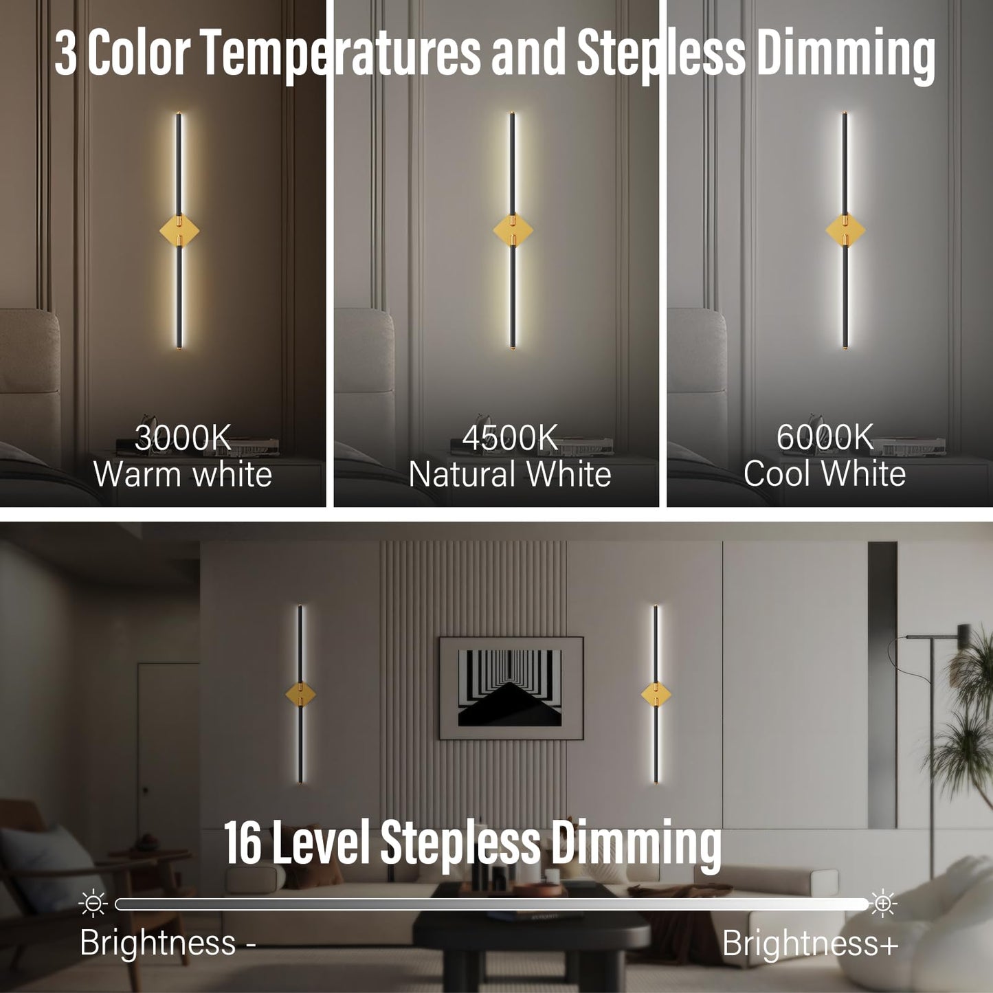 Crzbox Battery Operated Wall Sconce with Remote Control,Dimmable Battery Wall Sconce Set of 1, USB Rechargeable Wireless Wall Lights,300° Rotate LED