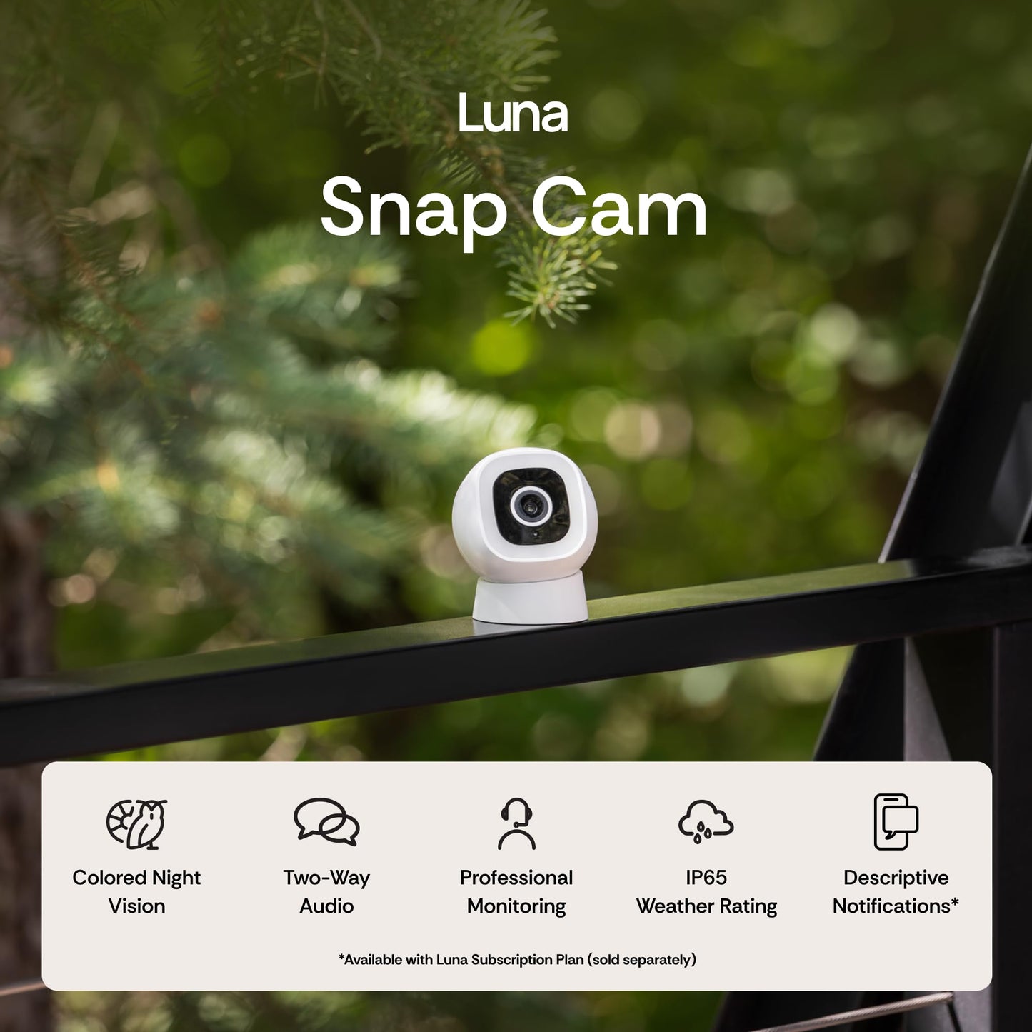 Luna 2K AI Wired Cameras for Home Security Outdoor/Indoor, 2.4GHz Wi-Fi, Smart Motion Alerts, Color Night Vision, Spotlight/Siren, Magnetic Mount