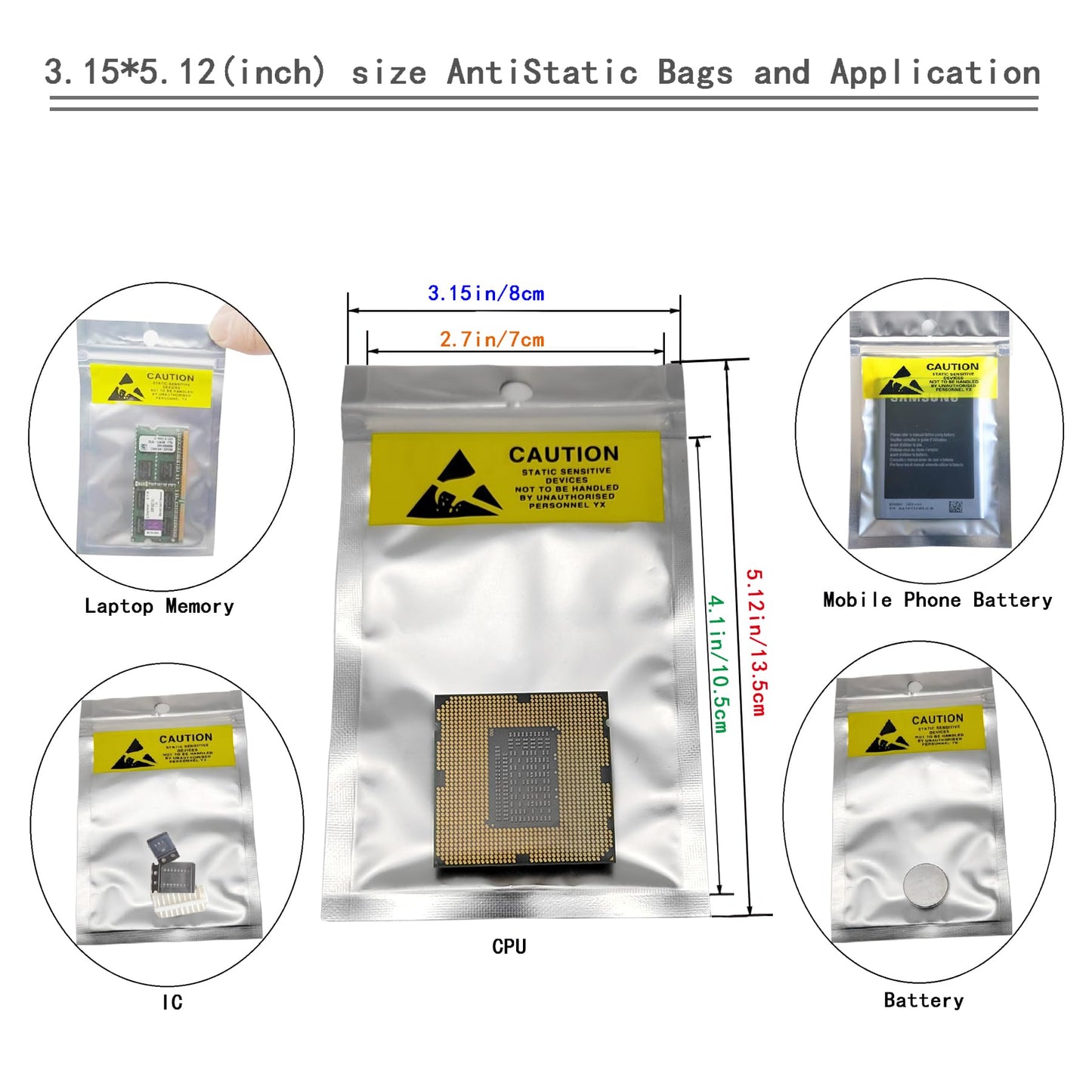 ESD Bags,Anti Static Bags,36Pcs Mixed Sizes(3.15 * 5.1/3.94 * 5.9/5.9 * 7.87) inches Translucent Antistatic Bag with Labels for SSD,HDD Varieties