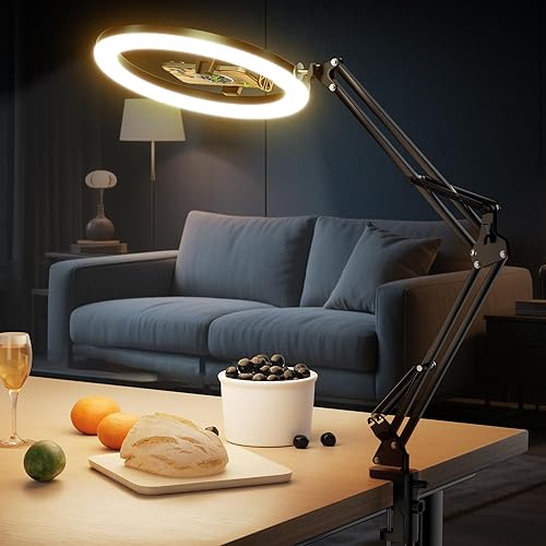 UBeesize 12’’ Ring Light with Overhead Phone Mount, LED Selfie Light with Stand and Phone Holder for iPhone and Laptop, Desk Light for Video