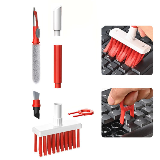 Soft Brush Keyboard Cleaner, Computer Cleaning Tool Kit, 7 in 1 Multipurpose Corner Slit Duster Keycap Puller and Soft Microfiber Brush for Bluetooth