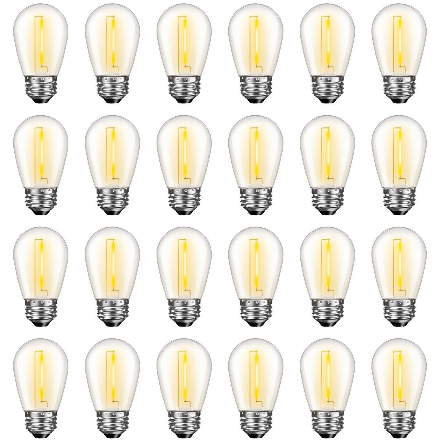 GvvooHome 24 Pack LED S14 Replacement Light Bulbs, Waterproof 1W Vintage Edison Bulbs for Outdoor Patio Backyard String Lights, Dimmable, E26 Regular