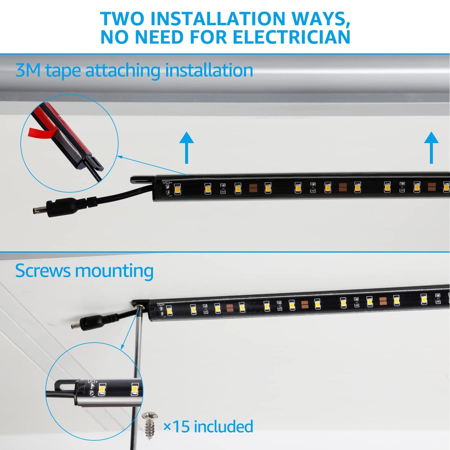 TORCHSTAR Voice Control Smart LED Safe Lighting Kit, (4) 12 Inch Dimmable Linkable Light Bars, Compatible with Alexa&Rocker Switch, 100-240V UL Power