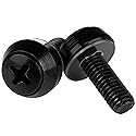 StarTech 50-pack M6 12mm Screws, Mounting Screws for 19" or 10" Server Racks, Cabinets and Enclosures, Black - TAA