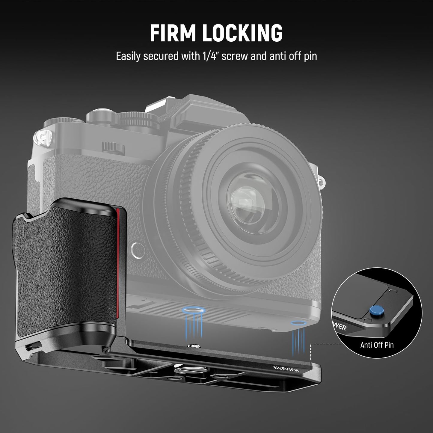NEEWER Zfc L Bracket Handgrip Compatible with Nikon Z fc, Retro Formfitting Thin Camera Mounting Baseplate with Built in Handle & Thumb Grip for Arca
