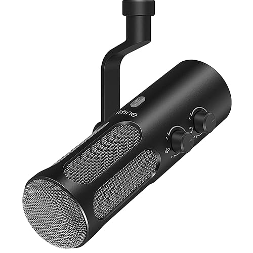 FIFINE XLR/USB Podcast Dynamic Microphone for Streaming, Studio XLR Microphone, PC Streamer Mic All Metal with Mute Button, Headphone Jack, for Vocal
