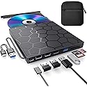 BPAKDU External CD/DVD Drive for Laptop, DVD Player for Laptop with Carrying Case, 8 in 1 USB 3.0 Ultra-Slim Portable, CD Burner External Optical