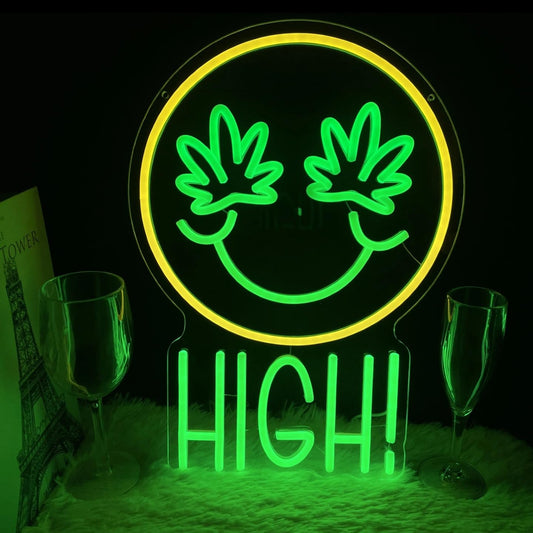 Green High Face Neon Sign for Wall Decor Green Leaf High Face Neon Light Dimmable Light Sign Wall Decor for Man Cave Bar Bedroom Shop Hotel Garage