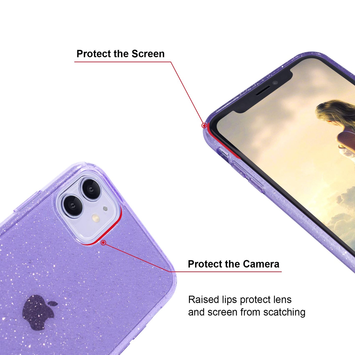 JJGoo Compatible with iPhone 11 Case, Glitter Sparkle Bling Anti-Scratch Shockproof Protective Flexible Phone Cases Cute Slim Thin Cover for Women