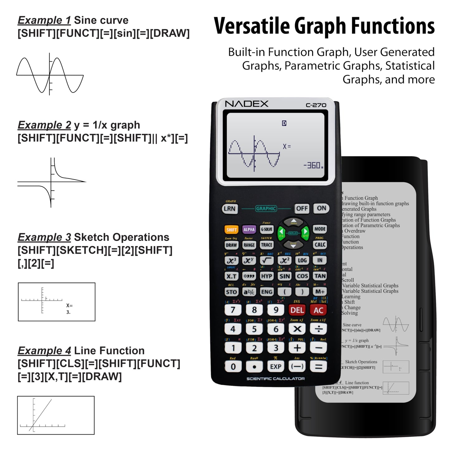 Scientific Calculator with Graphing, Includes Carrying Case, for College and High School Students, Calculus, Algebra, Geometry, Trigonometry