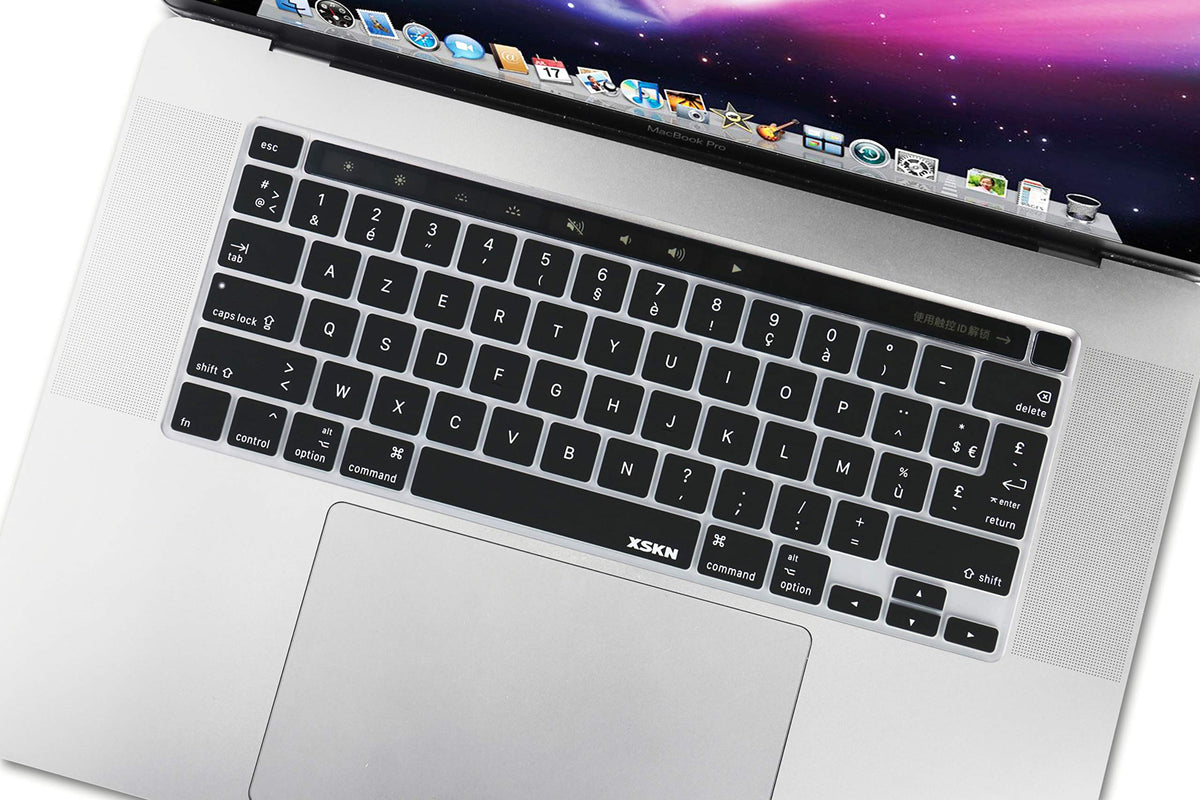 XSKN French Language Black Silicone Keyboard Cover Skin for Touch Bar Models 2019 New MacBook Pro 16 inch A2141 2020 New MacBook Pro 13.3 inch A2251