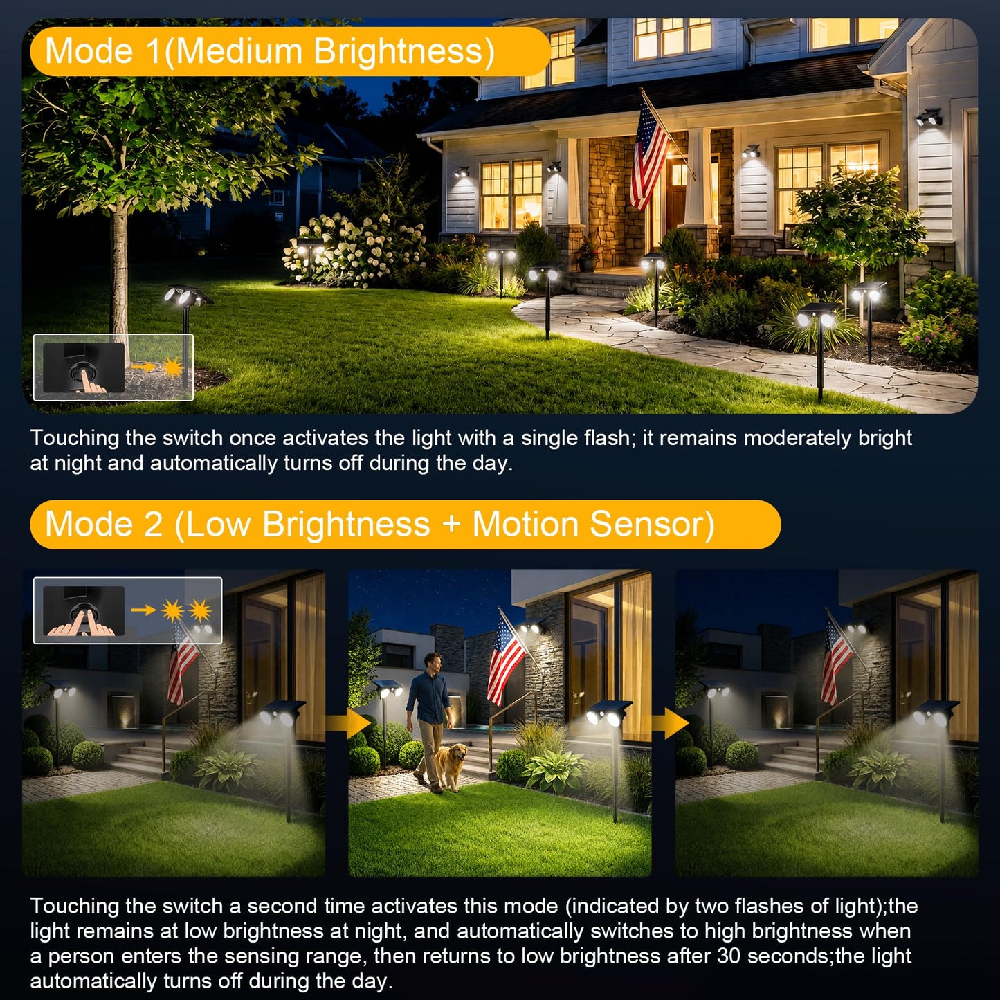 POOWUUDT Solar Spot Lights Outdoor Waterproof 2Pack,Solar Uplights Motion Sensor Landscape Lighting for Outside Yard Garden Pathway,Solar Tree
