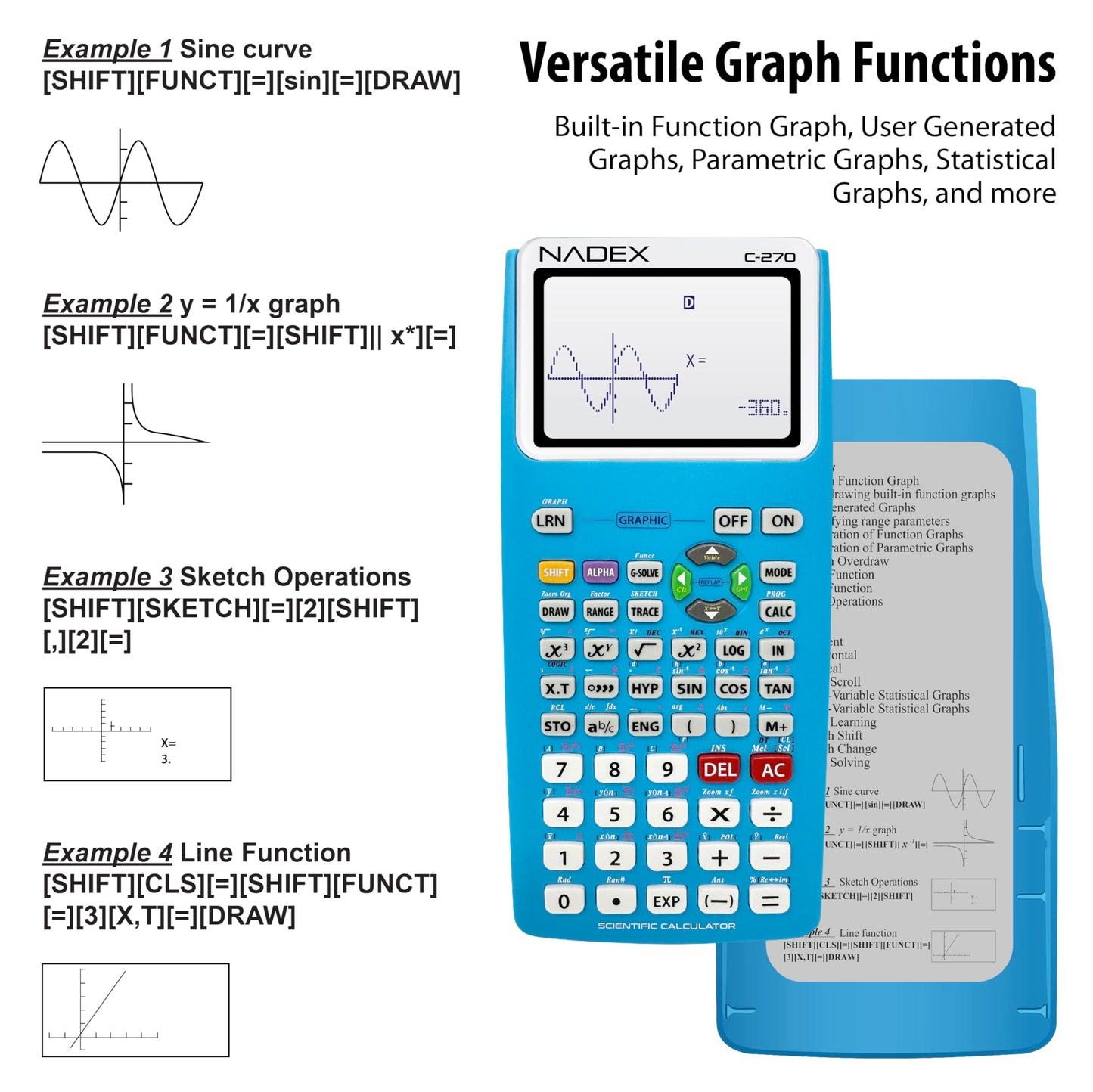 Scientific Calculator with Graphing, Includes Carrying Case, for College and High School Students, Calculus, Algebra, Geometry, Trigonometry