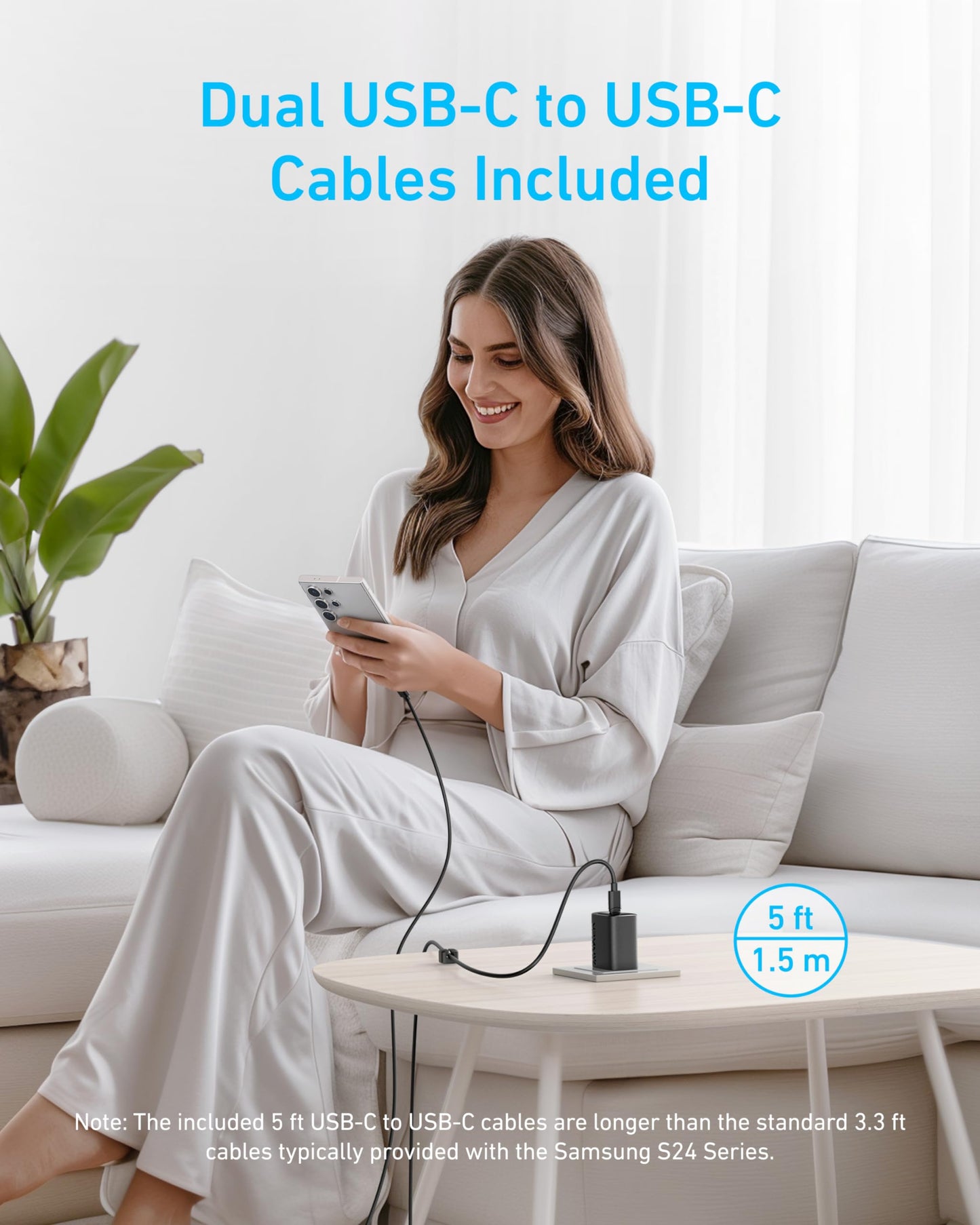 Anker 45W USB C Charger Block, Type C Charger Fast Charging for iPhone 17/16 Series, Phone Charger with USB-C Cable for iPad, Galaxy S24 Ultra