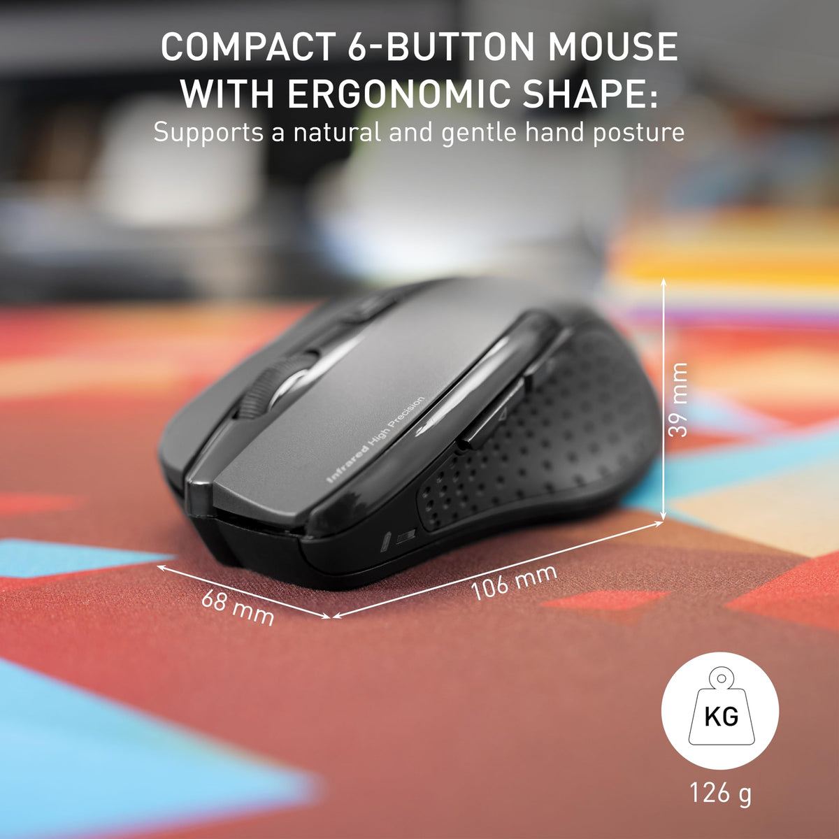 Cherry MW 3000 Wireless Computer Mouse for Work or Home. Nano USB Receiver Easily Stays in Laptop or Chromebook. Ergonomic Designed for Right Handed