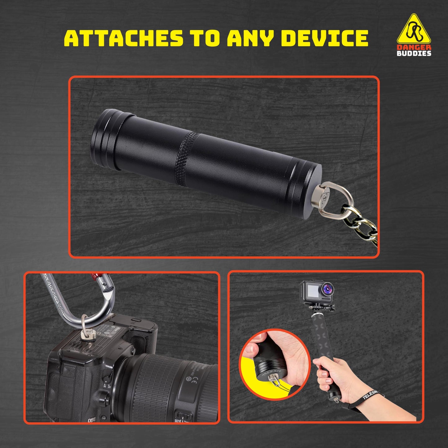 Danger Buddies Camera Carabiner Clip D-Ring - Easily Attach a Carabiner to Your Camera with This 1/4-20 Tripod Mount D-Ring (1-Pack)