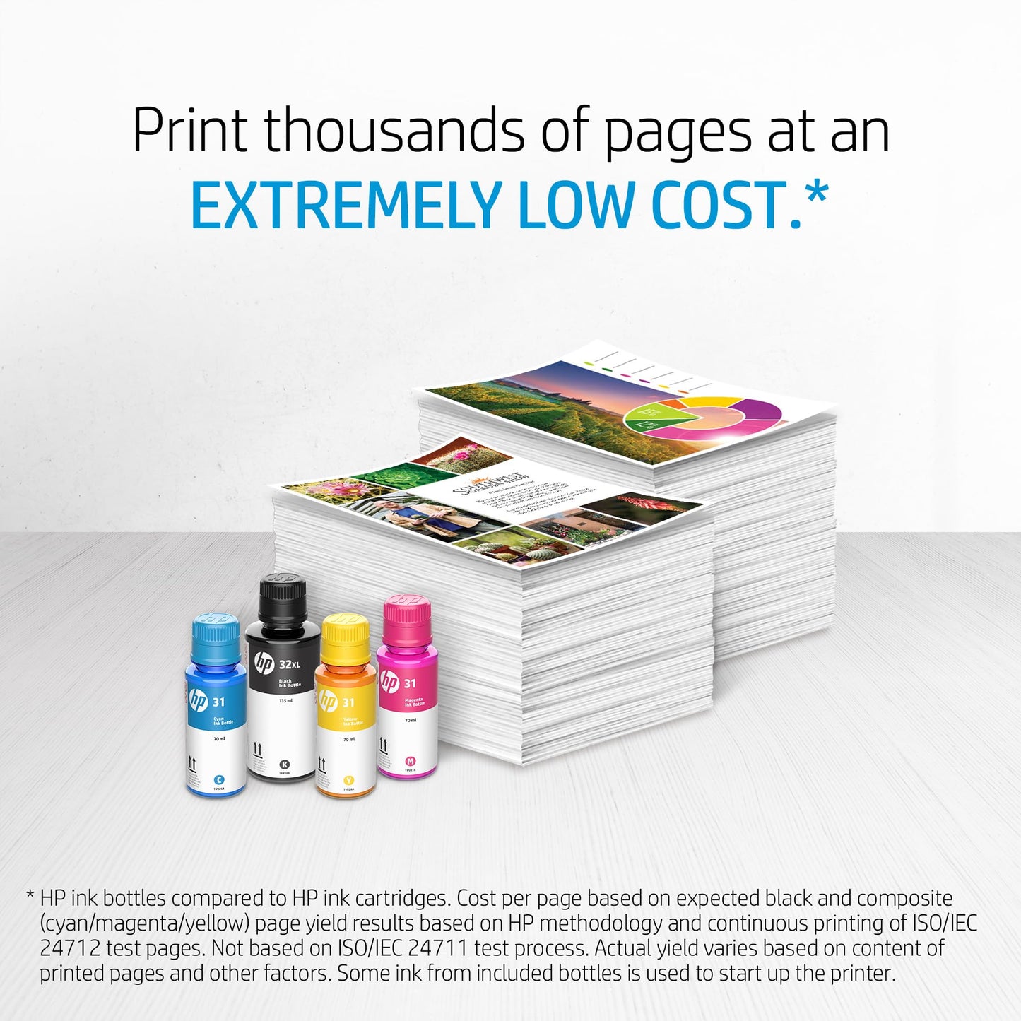 HP 31 | Ink Bottle | Cyan |Up to 8,000 Pages per Bottle|Works Smart Tank Plus 651 and Smart Tank Plus 551 | 1VU26AN | Packaging May Vary