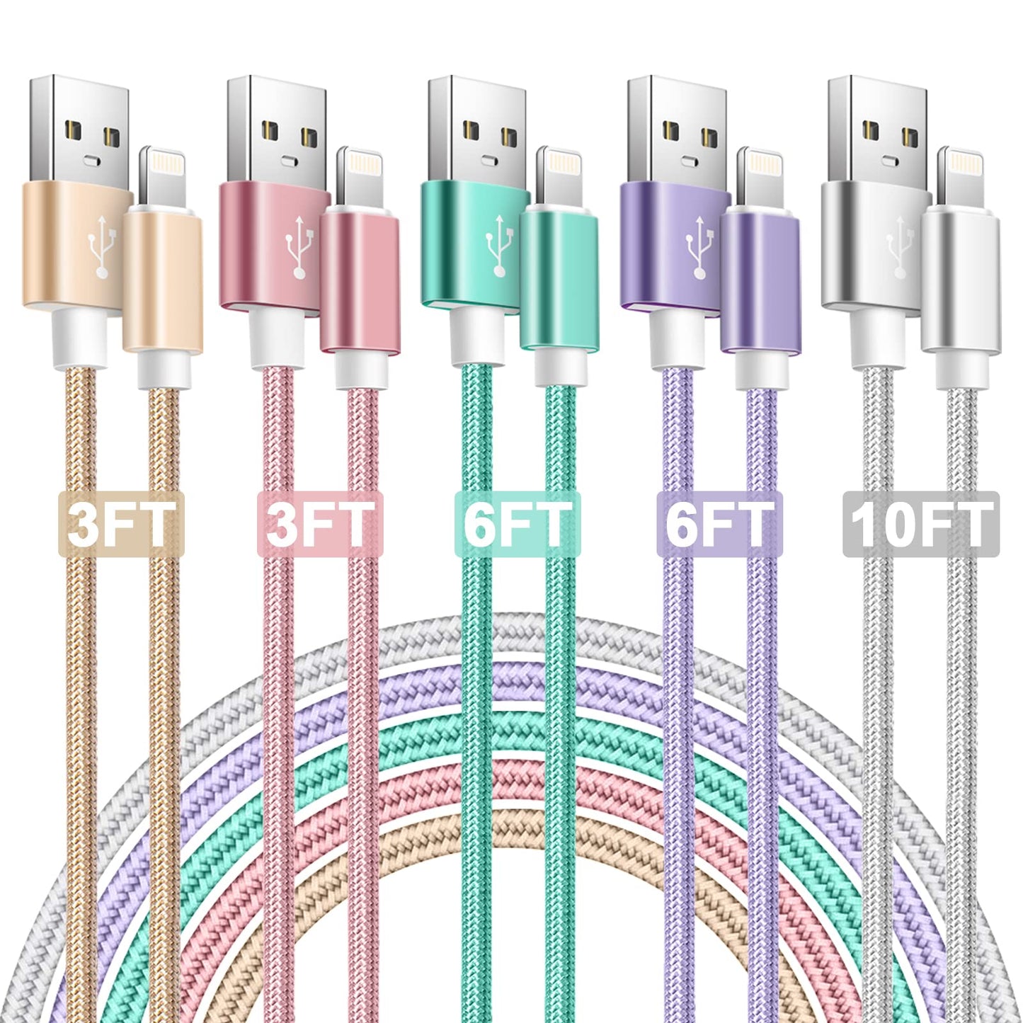 iPhone Charger,[Apple MFi Certified] 5 Pack iPhone Lightning Cables Phone Chargers iPhone Compatible with iPhone14 13 12 11 XS MAX XR 8 7 6s