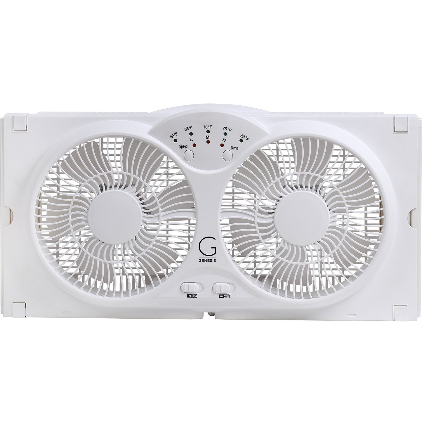Genesis Twin Fan High Velocity Reversible AirFlow Fan, LED Indicator Lights Adjustable Thermostat & Max Cool Technology, ETL Certified, White