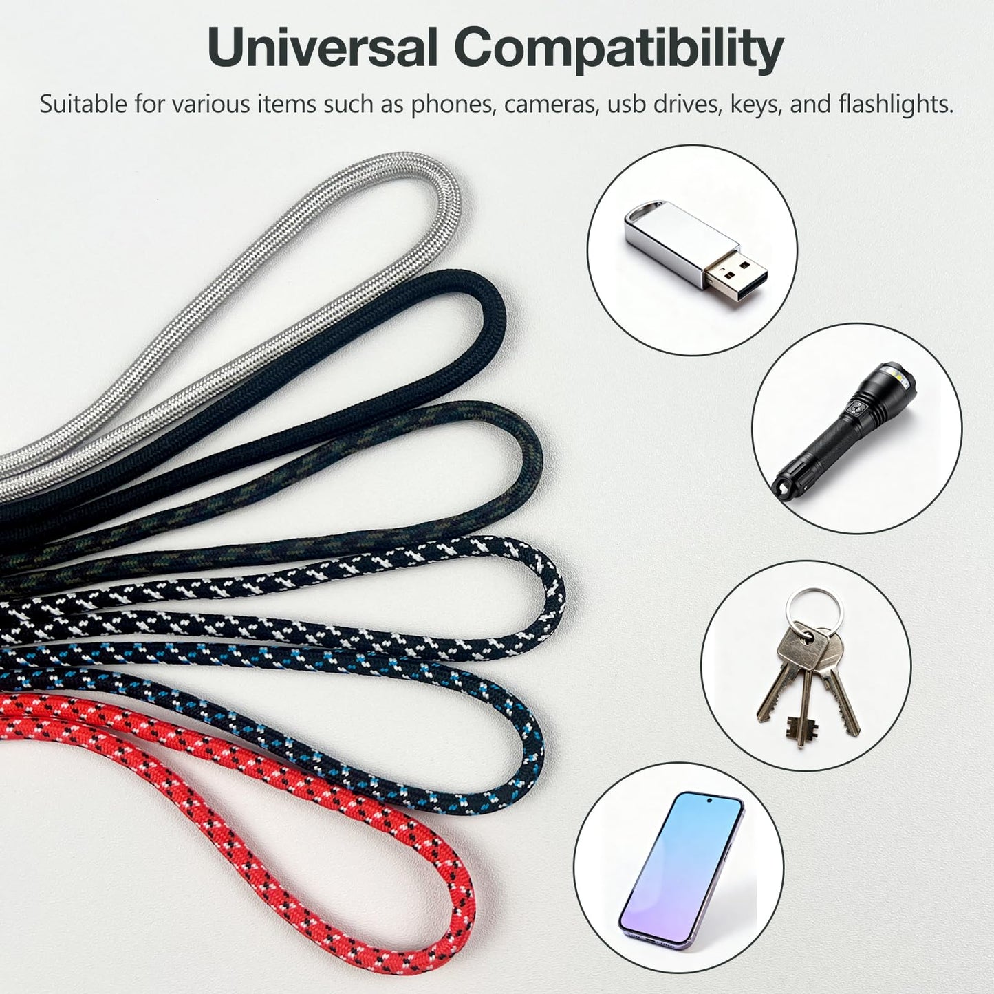 Brvlsoc Hand Wrist Strap Lanyard (12-Pack) - Adjustable Colorful Nylon Straps for Camera, Keys, Phone, USB Drive, Wallet, or ID Badge