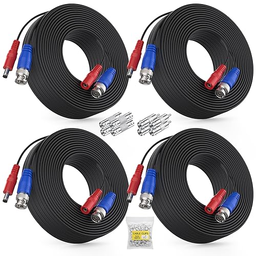 ANNKE 4 Pack 30M/100ft All-in-One Video Power Cables, BNC Extension Surveillance Camera Cables for CCTV Security DVR System Installation, Free 8 x BNC