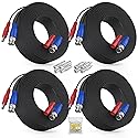 ANNKE 4 Pack 30M/100ft All-in-One Video Power Cables, BNC Extension Surveillance Camera Cables for CCTV Security DVR System Installation, Free 8 x BNC