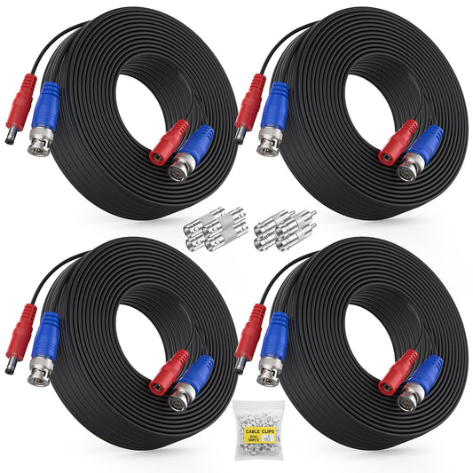 ANNKE 4 Pack 30M/100ft All-in-One Video Power Cables, BNC Extension Surveillance Camera Cables for CCTV Security DVR System Installation, Free 8 x BNC