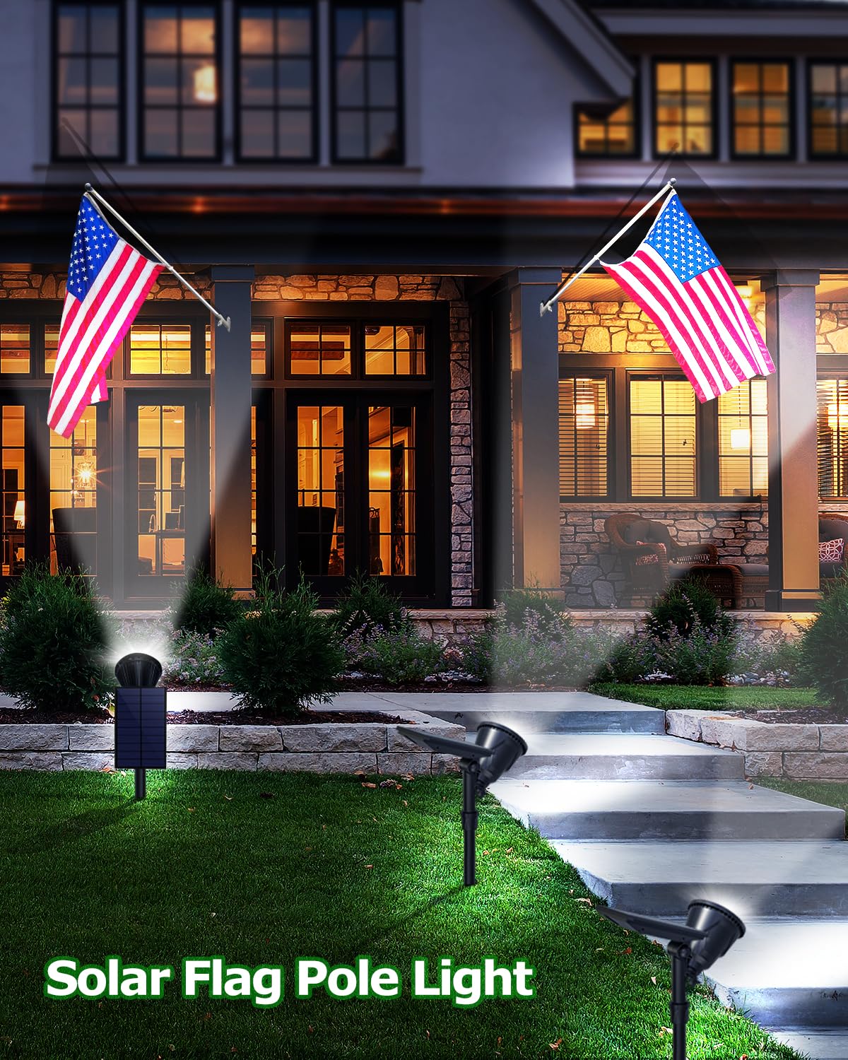 OSORD Solar Spot Lights Outdoor, Upgraded 18 LED Flag Pole Lights Solar Powered, Waterproof Landscape Spotlight for Outside Sign, Statue, Palm Tree