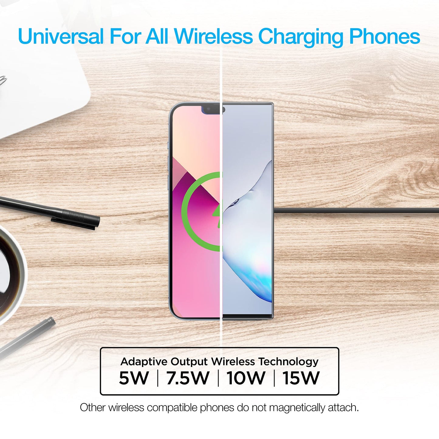 MagSafe Portable Snap-on Magnetic 15W Wireless Fast Charger with USB-C Connector Use As You Charge Universal for iPhone 17/16/15 Galaxy & More [Black]