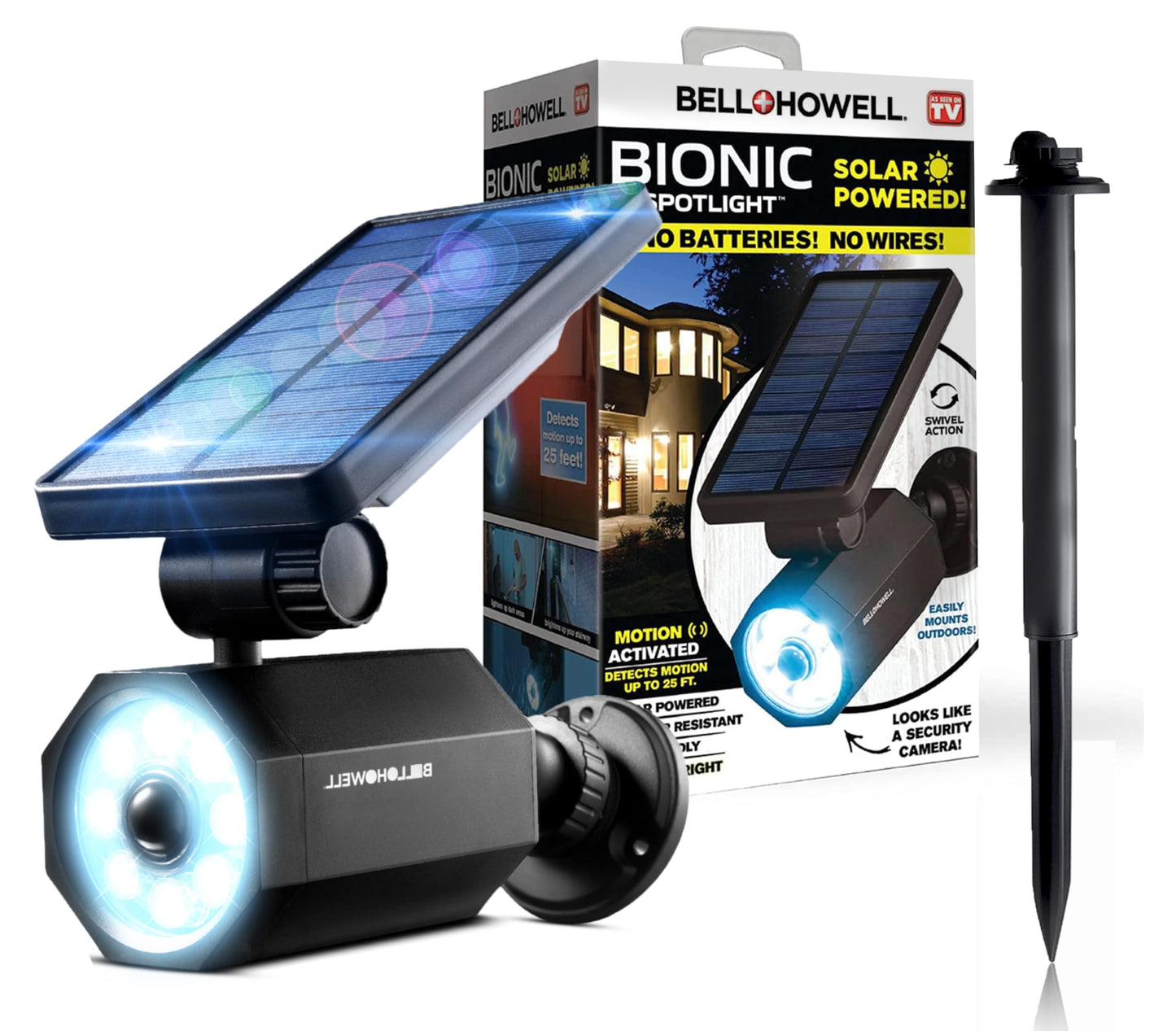 Bell+Howell Bionic Spotlight Motion Solar Spot Lights Outdoor Waterproof, Landscape Light, Outdoor Solar Yard Lighting Weather Resistant, Super Bright