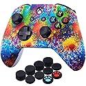 YoRHa Printing Rubber Silicone Cover Skin Case for Xbox One S/X Controller x 1(Spashing Paint) with Thumb Grips x 10