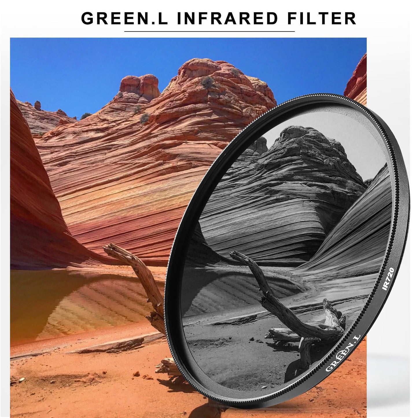 GREEN.L 72mm Infrared Filter, 72mm IR 850nm (R85) Filter for Camera Lens