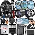 ZeeTech 49mm Accessory Bundle for Canon EOS: R100, R50, R10, M5, M6 Mark II, M6 + LP-E17 Battery + 128GB Memory Card + Wide Angle + Telephoto Lens +