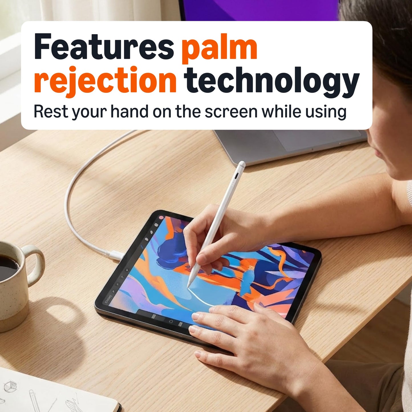 Amazon Basics Stylus Pencil Compatible with iPad 10th Generation (2018-2025), Pen with Palm Rejection