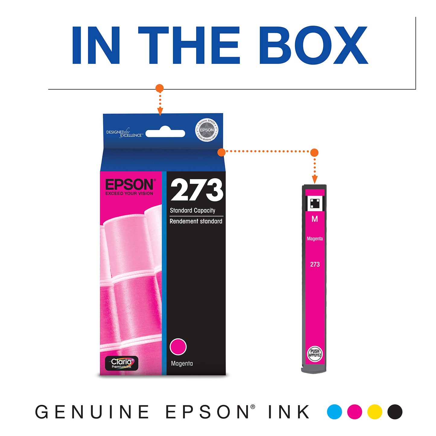 Epson 273 Claria Ink Standard Capacity Magenta Cartridge (T273320-S) Works with Expression Premium XP-520, 600, 610, 620, 800, 810, 820