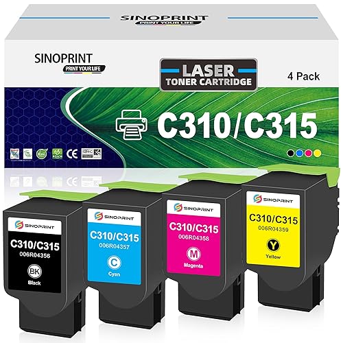 SINOPRINT Remanufactured Toner Cartridge Replacement Ink Compatible for Xerox C310 C310DNI C310DNIM C315 C315DNI Printer 006R04356 006R04357 006R04358