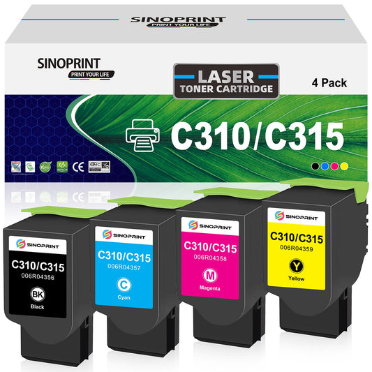 SINOPRINT Remanufactured Toner Cartridge Replacement Ink Compatible for Xerox C310 C310DNI C310DNIM C315 C315DNI Printer 006R04356 006R04357 006R04358