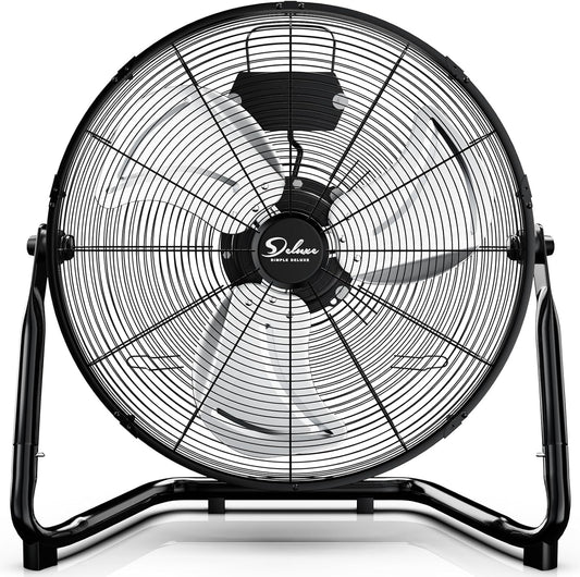 Simple Deluxe Comfort Zone Cradle Floor Fan, 12 Inch 3-Speed High Velocity, 230 Degree Adjustable Tilt, All-Metal, Carry Handle, Rubber Feet,Ideal