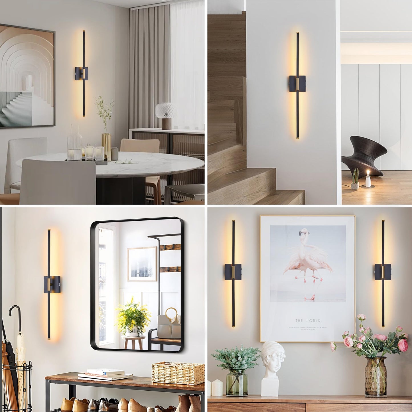 15800 mAh Battery Operated Wall Sconces with Remote Control Dimmable Wall Sconces Set of Two 3000K LED Black and Brass Wireless Wall Light Battery