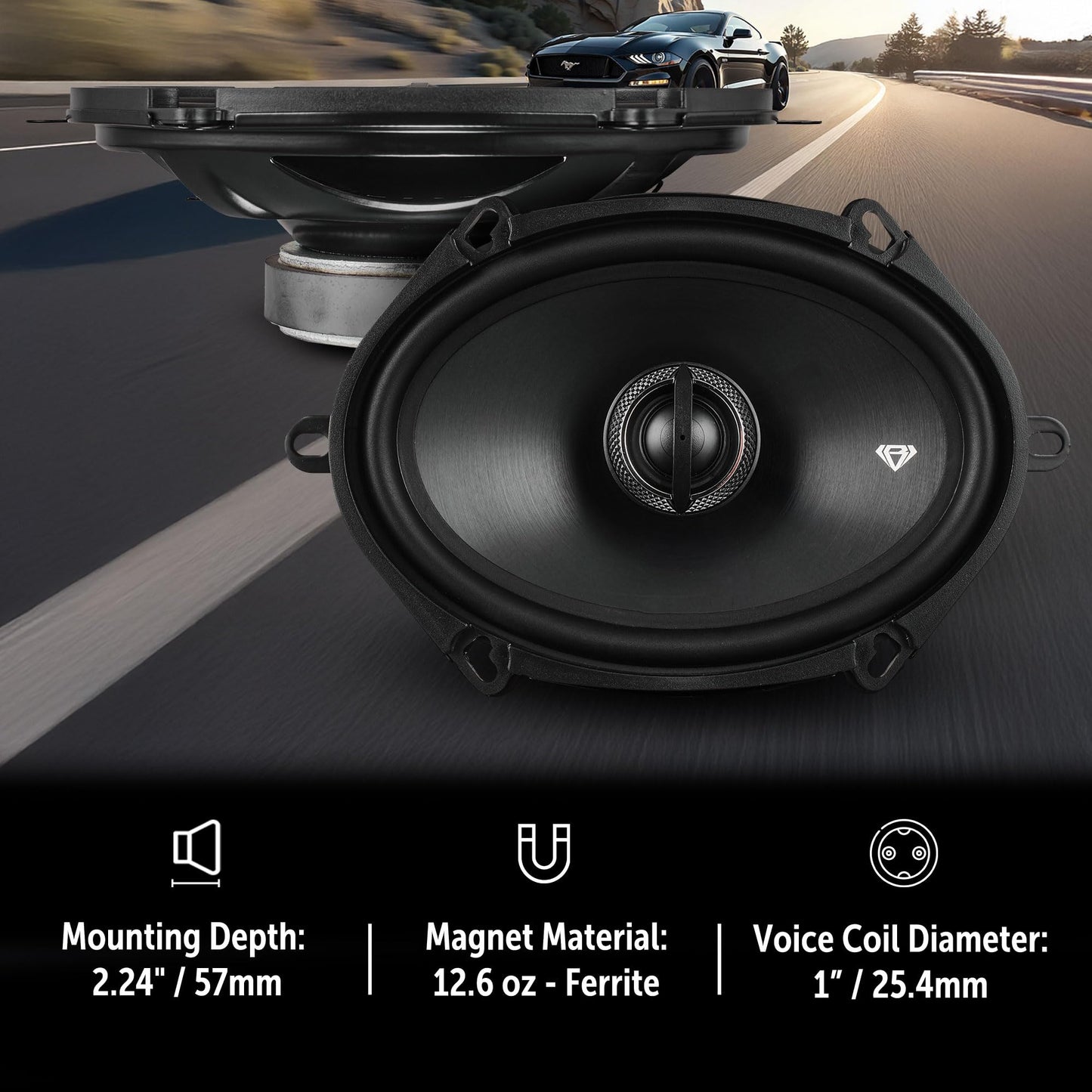 BLACK DIAMOND DIA-57.2 5x7 2-Way Coaxial Speaker, Car Audio 4-Ohm 150 Watts (2 Speakers)