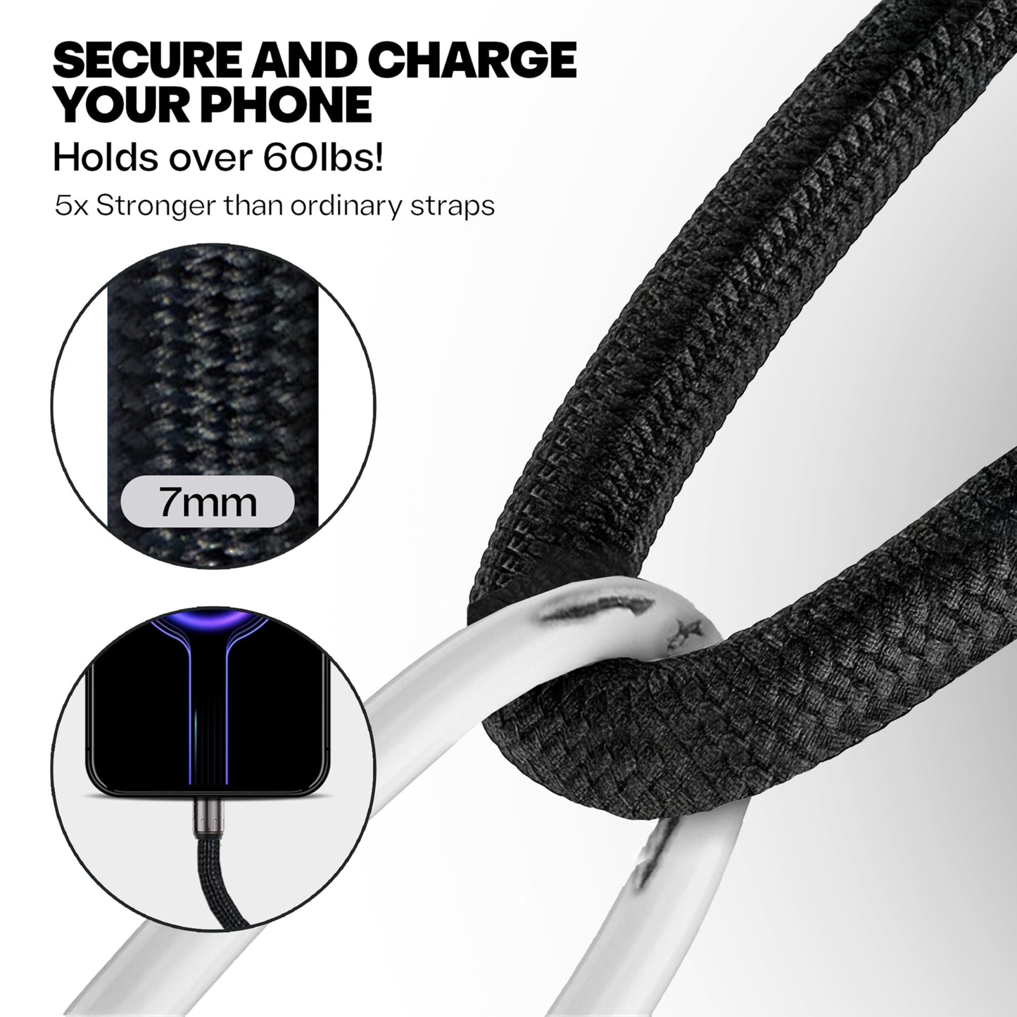 ClutchLoop Cell Phone Lanyard and USB C to USB C Charger for iPhone: Wrist Strap Most iPhone and Android Smartphones